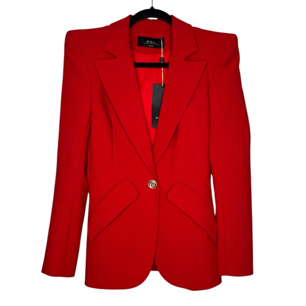BGL Belong Genteel Light Red gold button blazer office career formal event